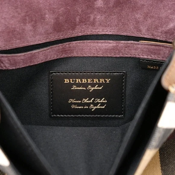 Burberry Macken Crossbody House Derby Check Tan Leather New - Picture 7 of 9